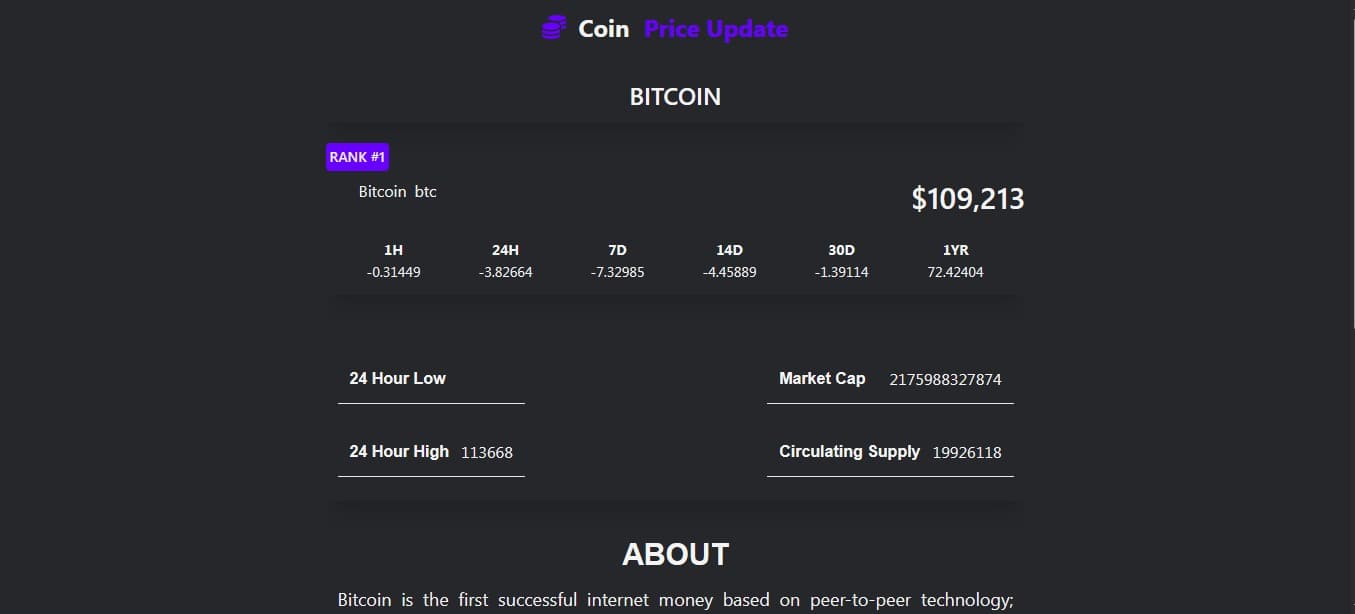 Crypto Price Update